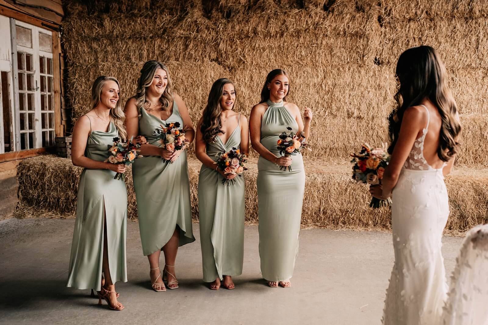 First look with the bridesmaids