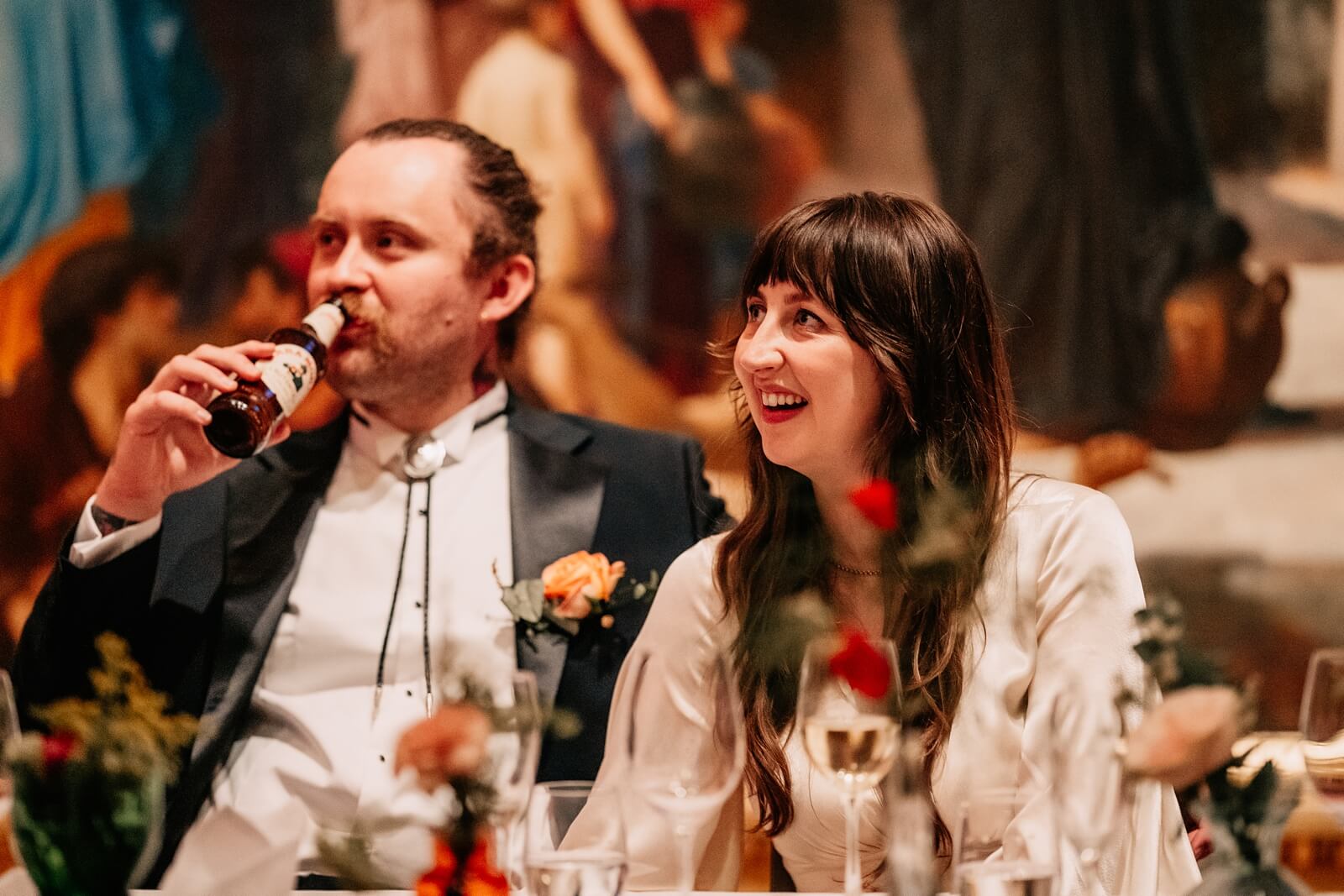 Bride watching the speeches