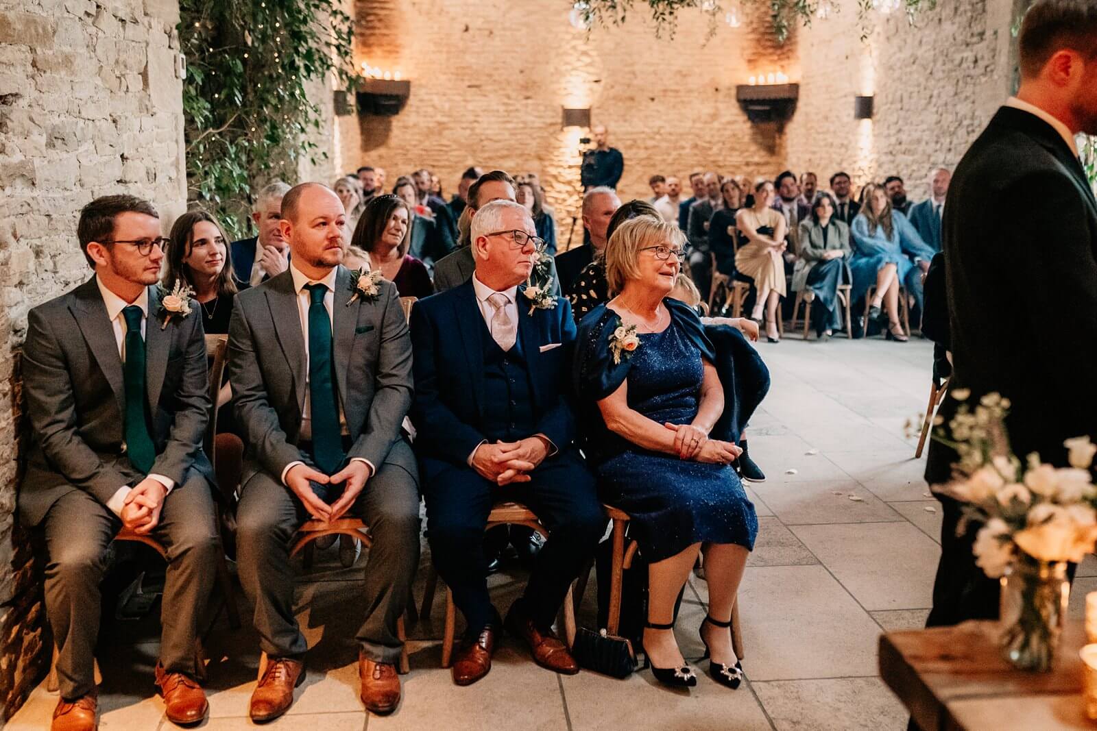 Winter wedding ceremony Stone Barn