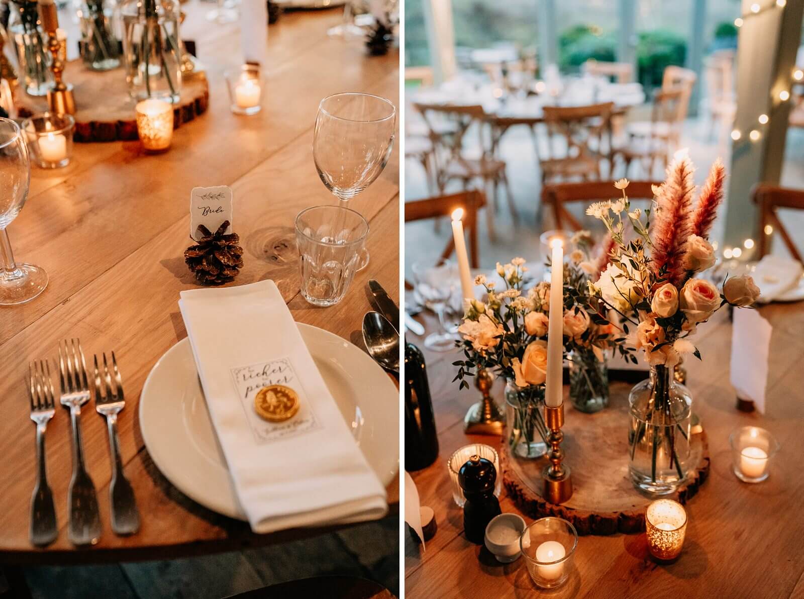 Romantic rustic winter wedding decor