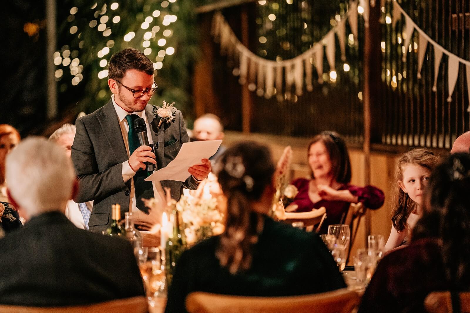 Best man's speech at winter wedding
