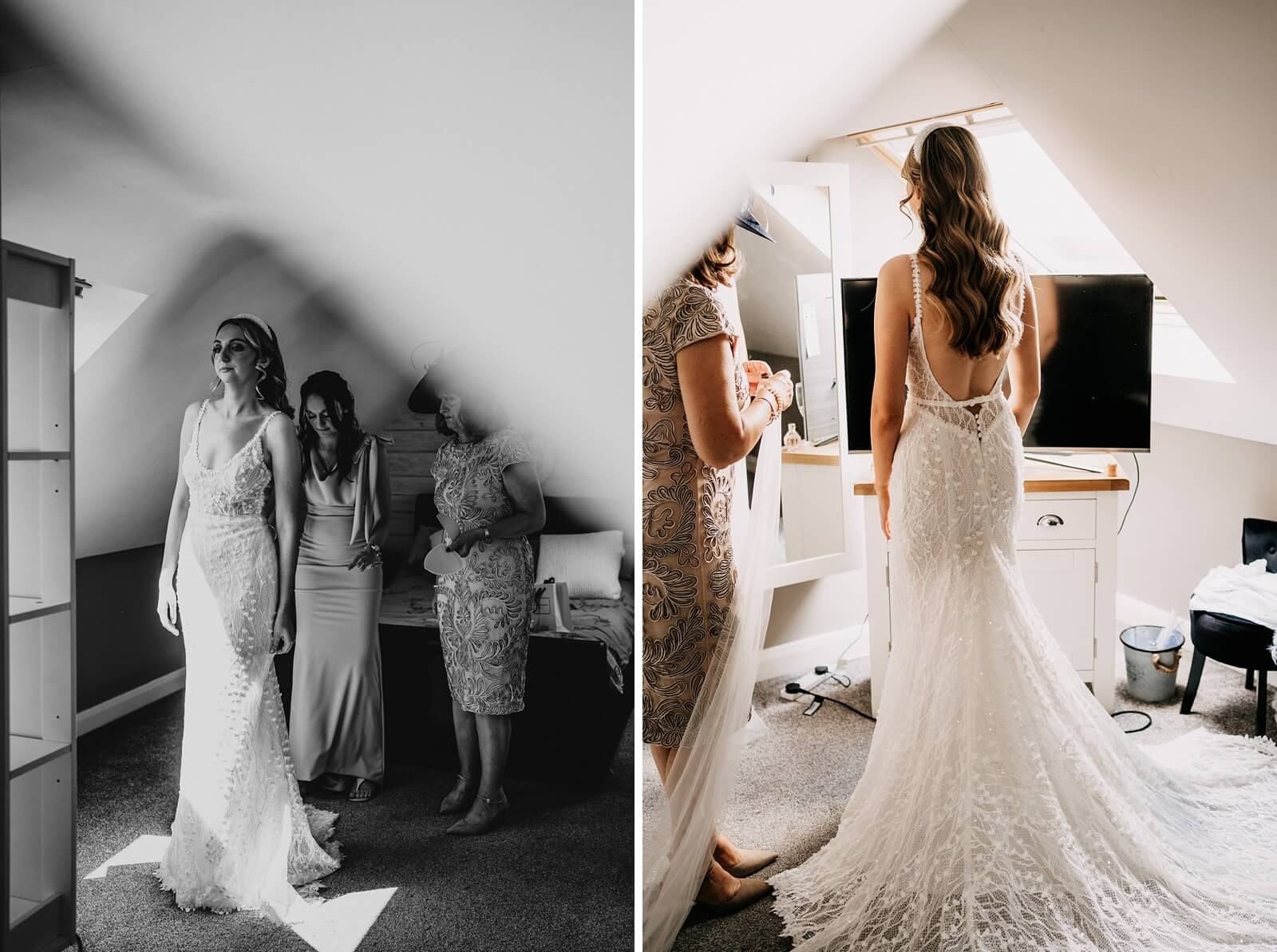 Beautiful bride in fitted dress