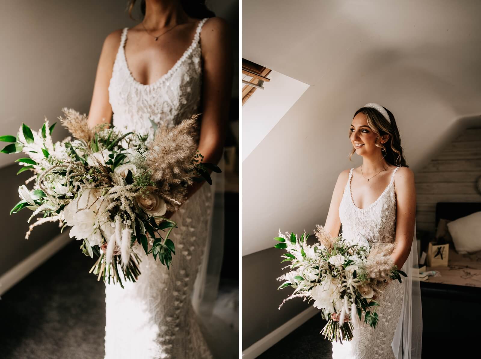 Bride in her fitted wedding dress